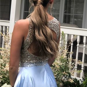 PROM DRESS light blue 2 piece sparkly prom dress size: 4 worn once :)
